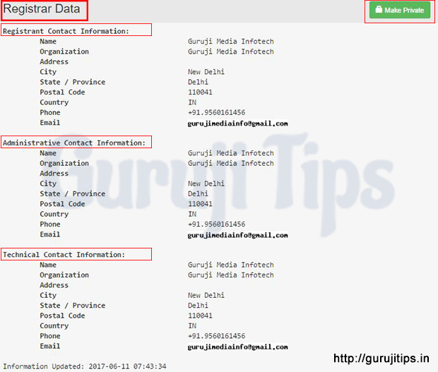 Domain Contact Details