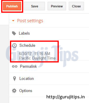 Post Schedule in Blogspot