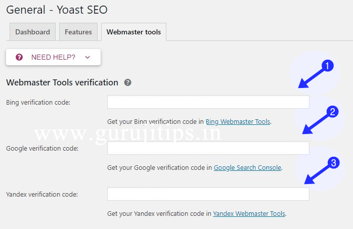 yoast webmaster setup