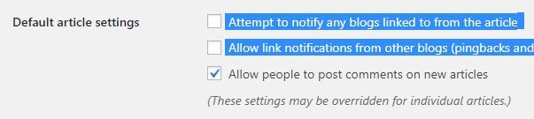 default article settings